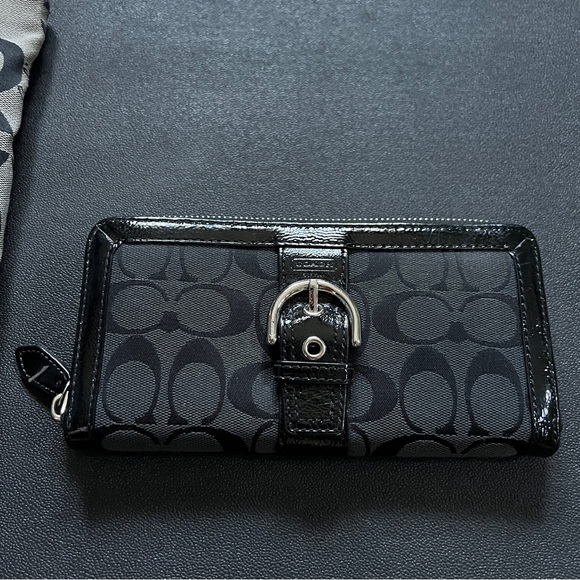 Coach Signature Canvas Fabric Leather Handbag and Billfold Wallet 2 PC Bundle - Picture 4 of 11